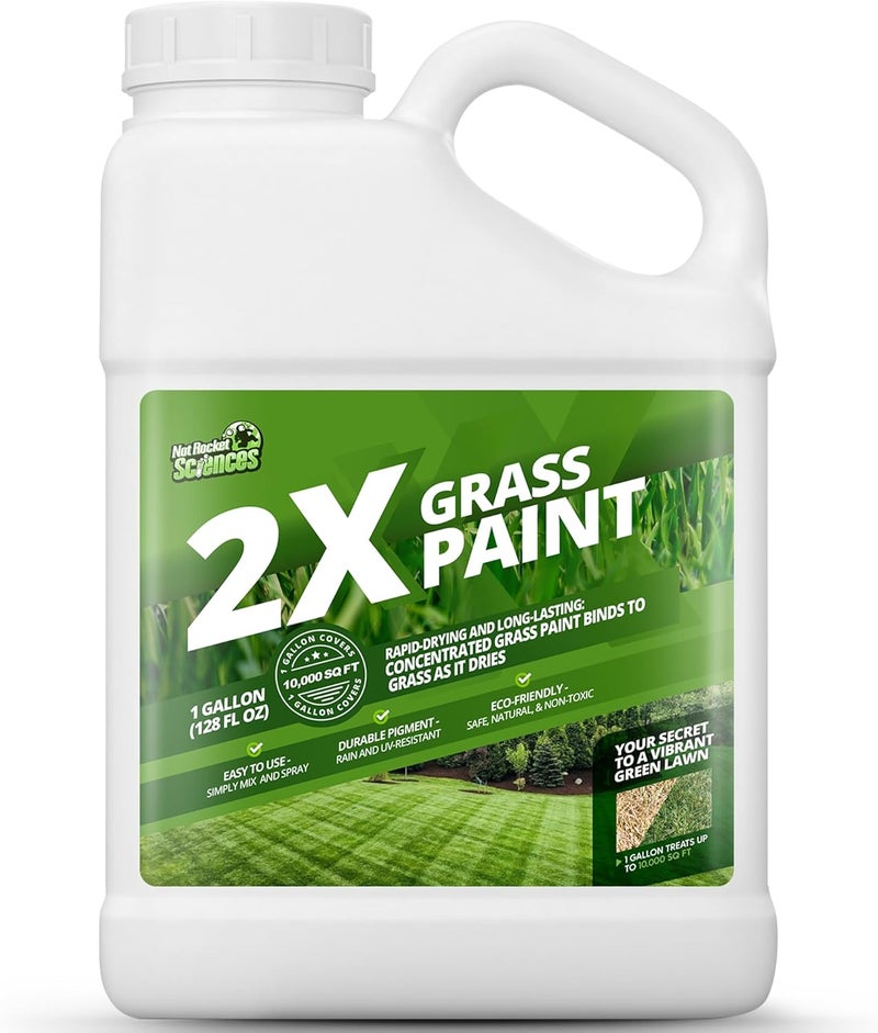 Not Rocket Sciences 2X Green Grass Paint for Lawn, Ideal Turf Paint for Grass & Green Lawn Paint to Renew Discolored Lawns, Concentrated Grass Spray Paint, Green Grass Lawn Spray for Vibrant, Green Lawns, 1 Gallon - Image 1